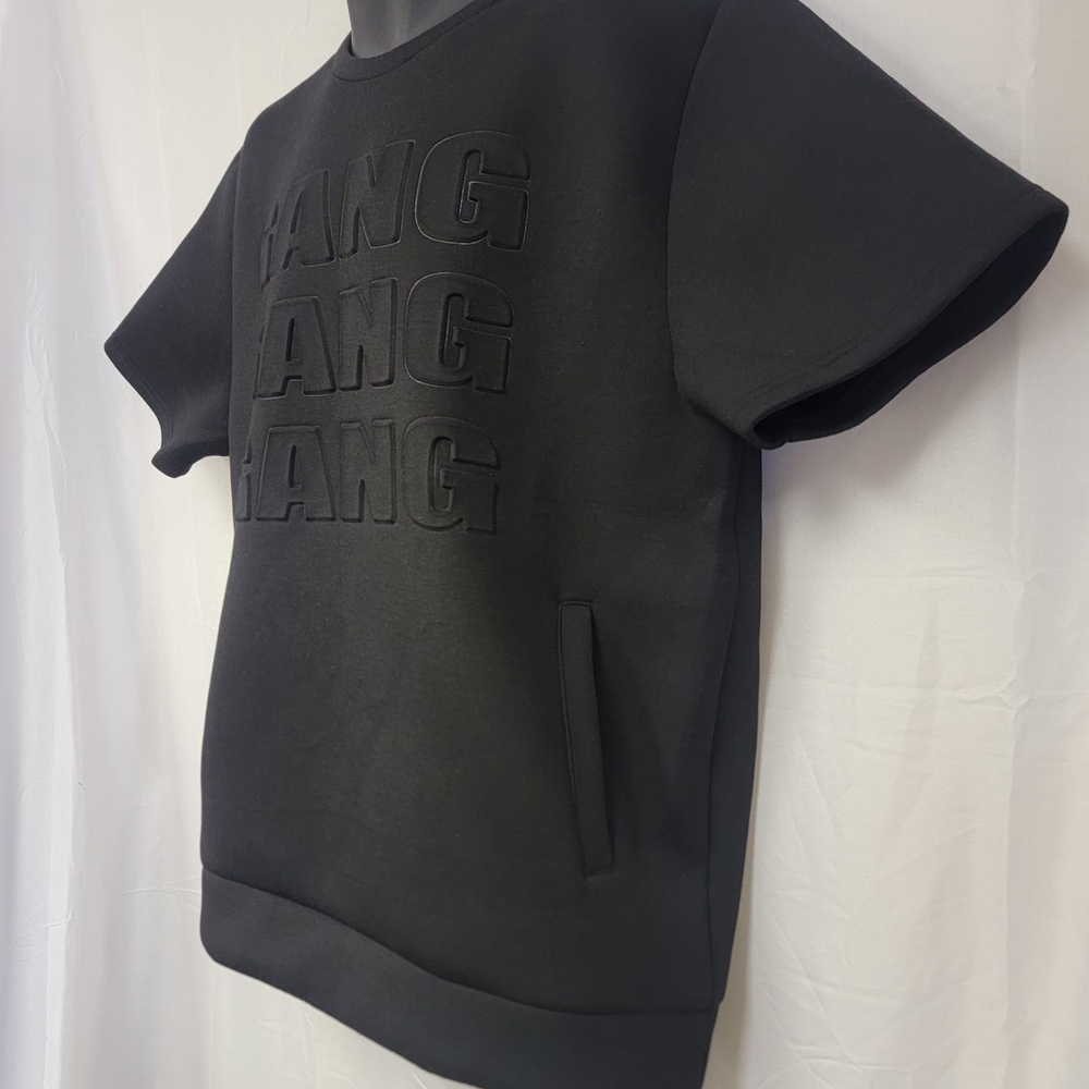 Hudson Mens Embossed Gang Graphic T-Shirt Black Short Sleeve Top/Size 2X/NWOT